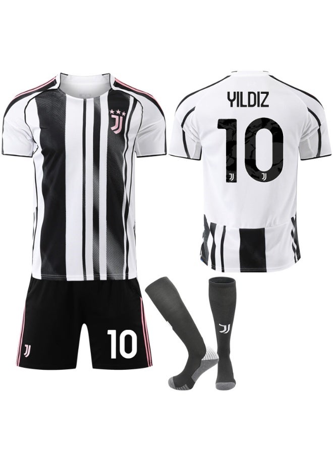 Juventus 2025-2026 Juventus home football uniform #10 YILDIZ football jersey shorts socks set children's size and adult size gifts for fans and friends - Image 1